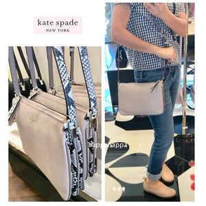 【kate spade】jackson mixed material triple gusset crossbody/NWT!!